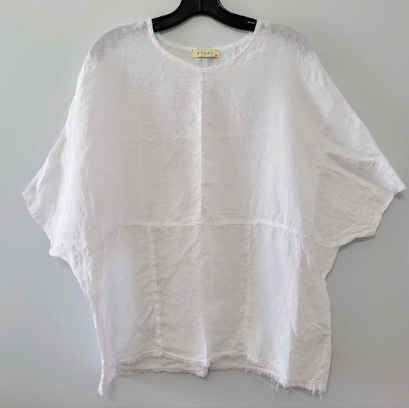 NWOT Stark X White Linen Boxy Relaxed Fit Oversized Top, Size XS, Boho Lagenlook - Picture 1 of 13